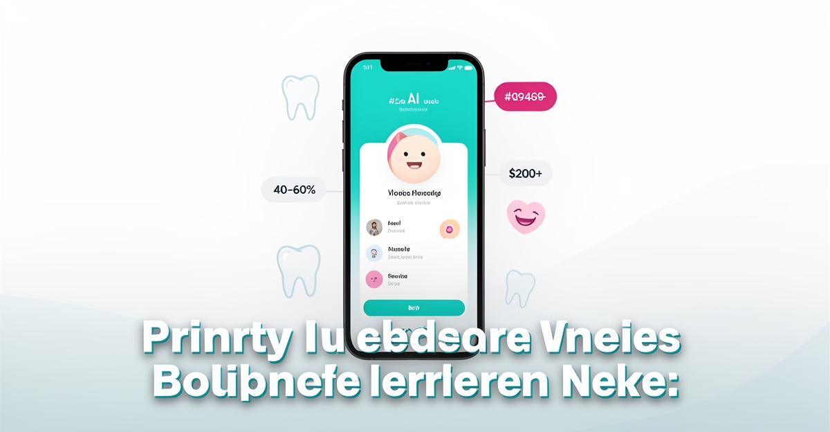 A minimalist flat illustration of a smartphone with AI voice interface and dental icons, accented with brand colors, showing AI phone automation recovering value for cosmetic dentistry clinics.