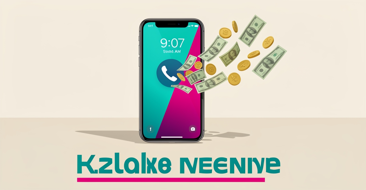 Flat illustration of a smartphone with a missed morning call notification as dollar bills dissolve away, representing lost driving school revenue.