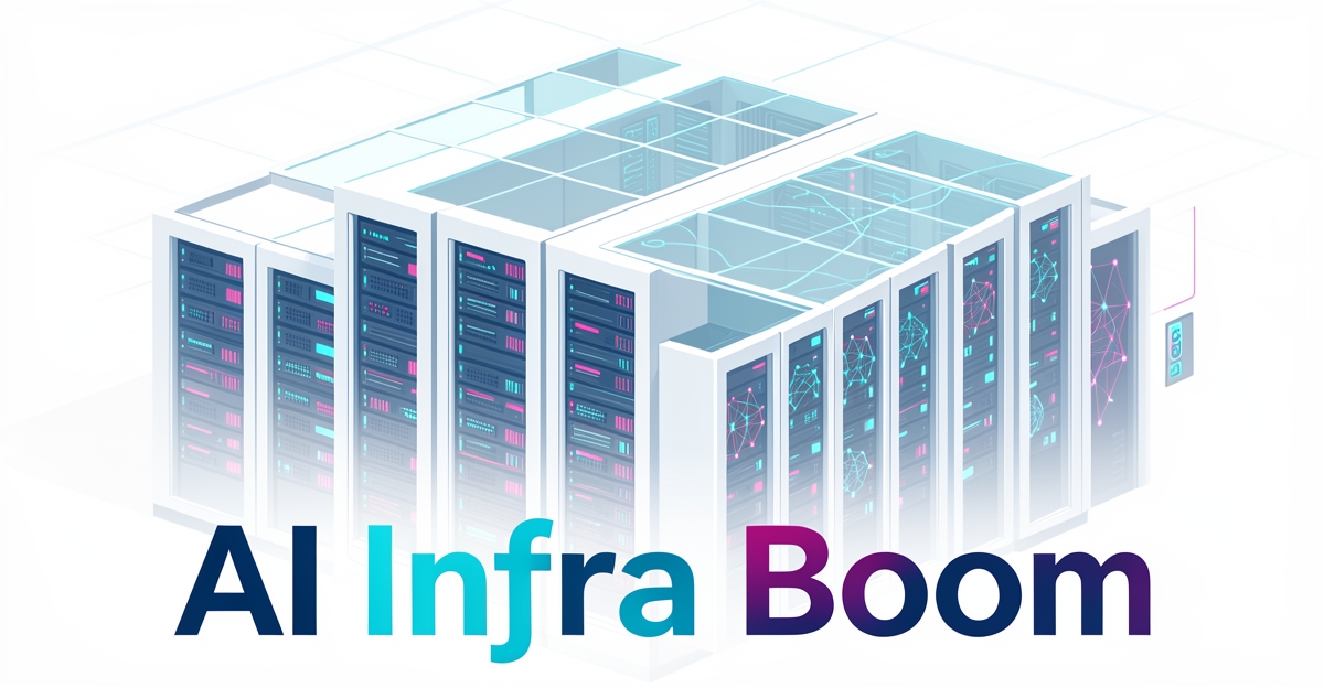 A futuristic data center or cloud infrastructure with sleek architecture and high-tech equipment.