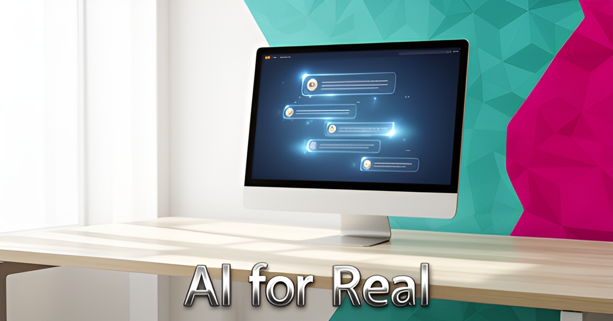 A minimalist illustration of a small business office with a computer screen displaying AI-powered technology.