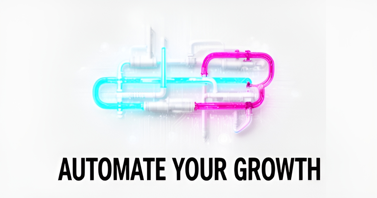 A minimalist flat illustration showing a water filtration system merging with digital data streams, representing AI-powered business automation.