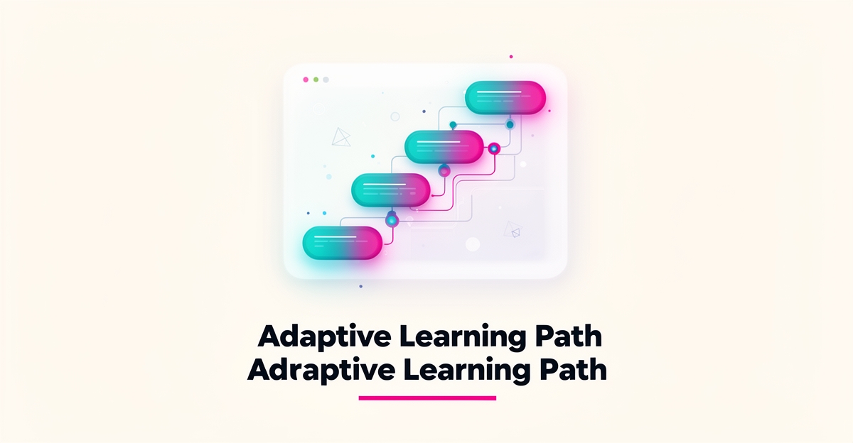 Flat illustration of an AI dashboard with branching personalized learning paths in teal and magenta, accented by the headline Smarter Learning Paths.