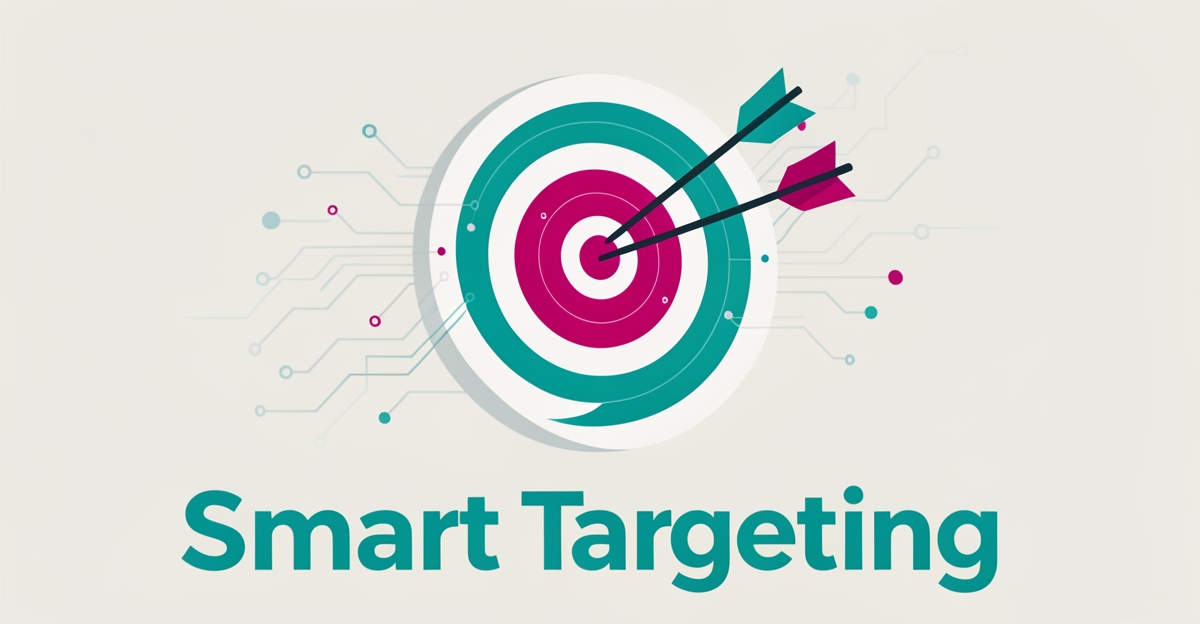 Flat illustration of an archery target with circuit-line AI connections in teal and magenta, symbolizing AI-driven archery range operations.