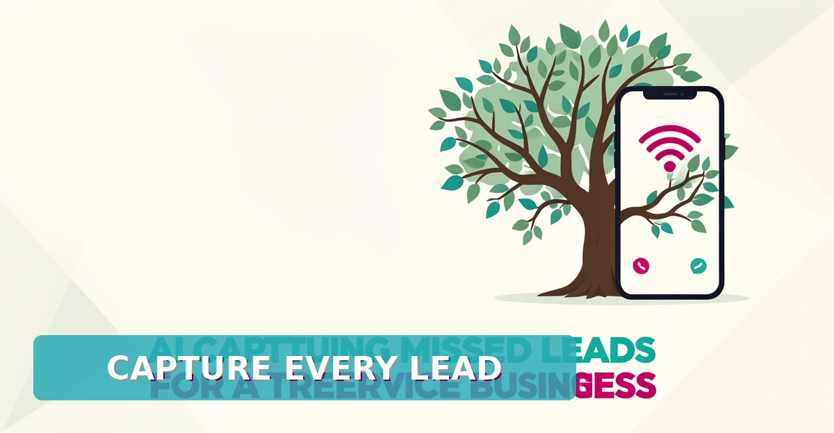 Flat illustration of a tree and a smartphone with a call notification, representing AI lead capture for tree trimming businesses.