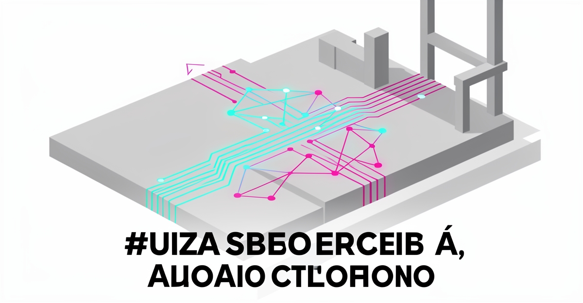 Flat illustration of a concrete construction site with a glowing teal and magenta AI circuit network, headline reading AI Adoption Fails.