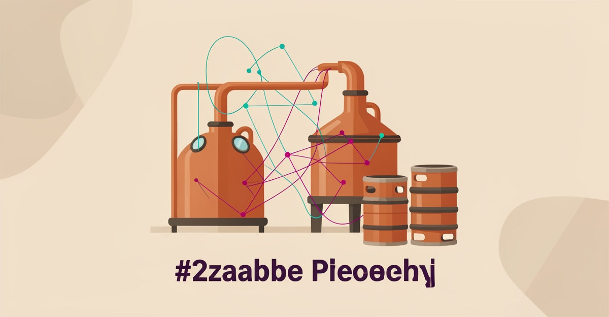 Flat illustration of brewery tanks connected by AI data networks in teal and magenta with headline Brew Smarter.
