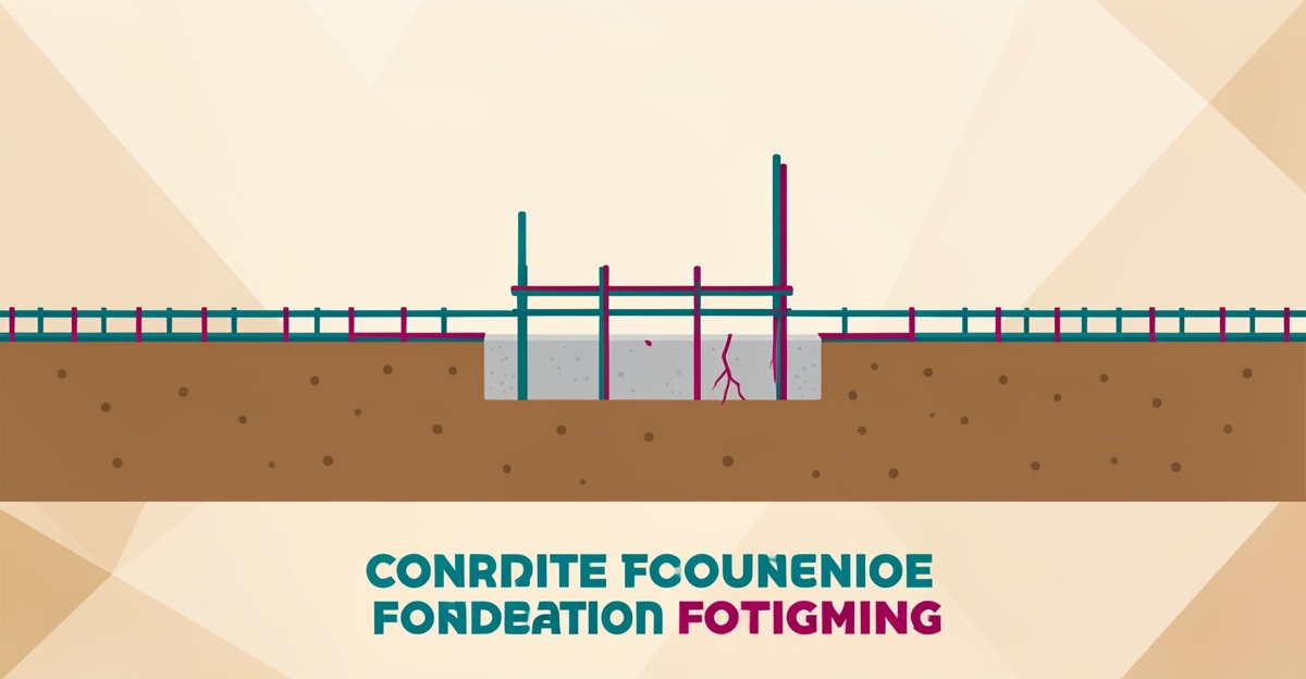 Flat illustration of a cracked concrete footing with rebar in cross-section, highlighting common foundation mistakes in Altadena home builds.