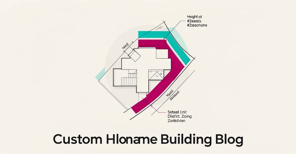 Flat illustration of Altadena lot plan showing side property line setbacks and height limits for custom homes.