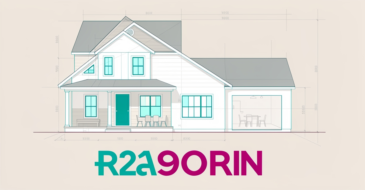 Flat illustration of a single-family home renovation concept with teal and magenta accents for top rated builders.