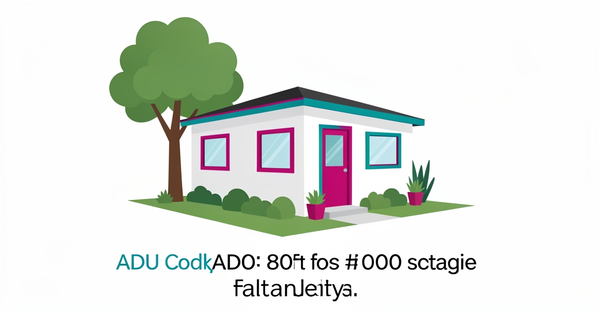 Flat illustration of a compact backyard ADU cottage under 800 sq ft designed for small families in Altadena.