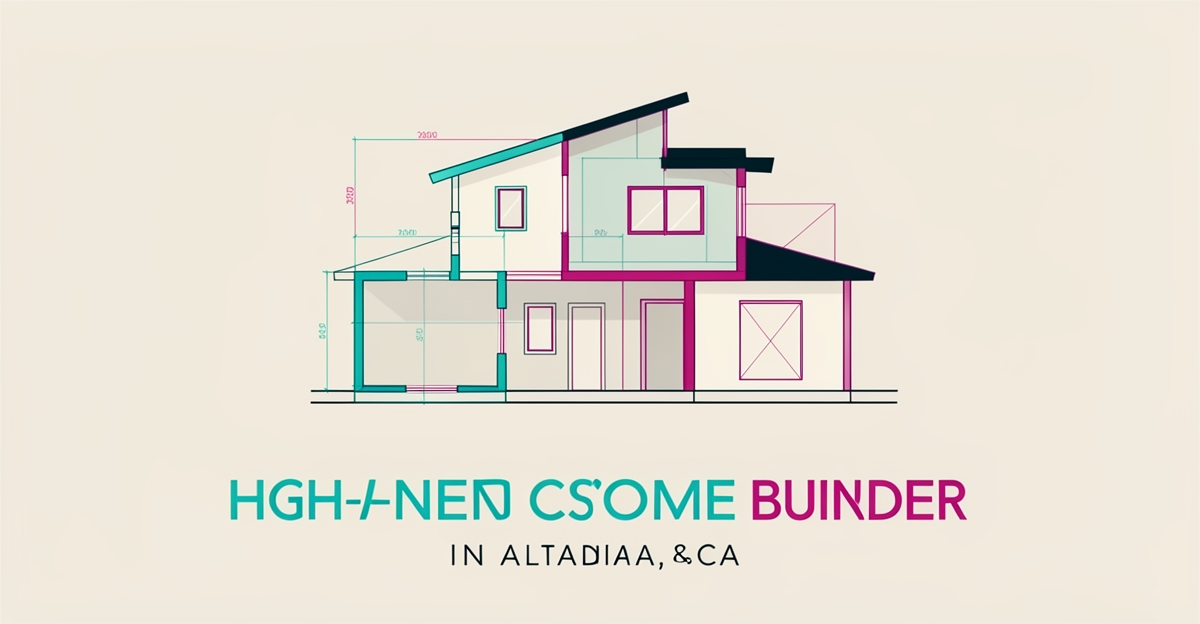 Flat illustration of a modern home rebuild plan with ADU for small families by JMB Builders in Altadena.