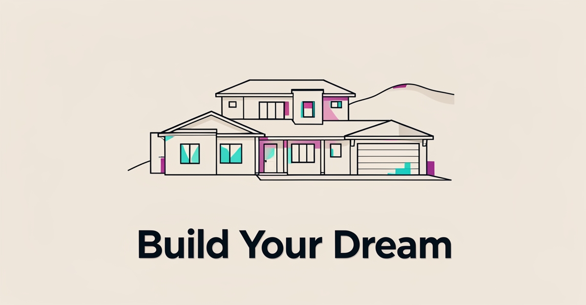 Flat illustration of a custom home blueprint with ADU for first-time buyers in Altadena by JMB Builders.