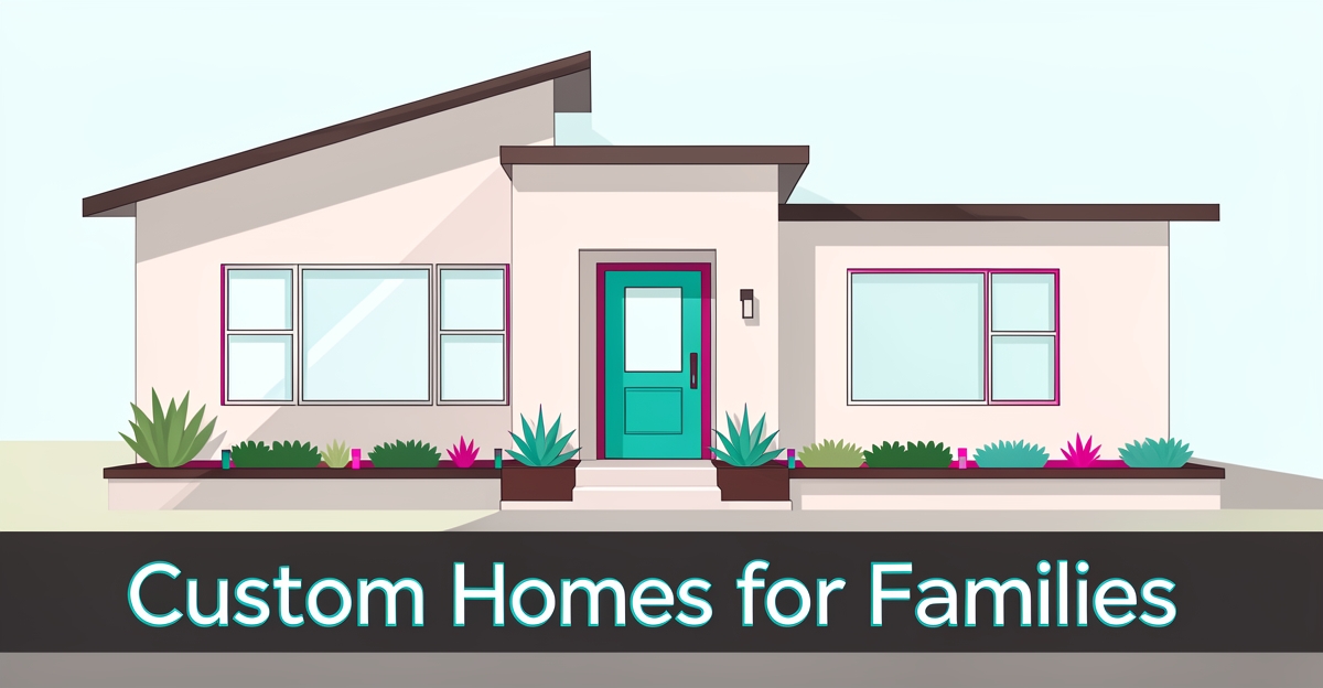Modern custom home exterior with teal and magenta accents, illustrating affordable family housing in Altadena.
