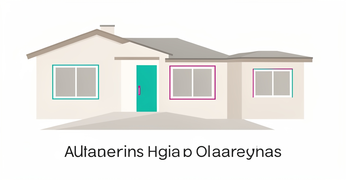 Flat illustration of an accessible single-story home with ADU and ramp for senior aging in place rebuild.
