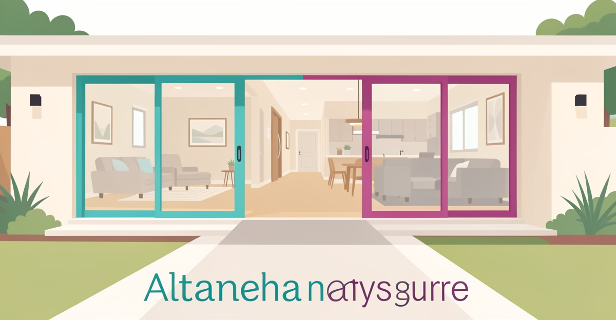 Flat illustration of an accessible Altadena home remodel designed for aging in place with wide entry and open living.